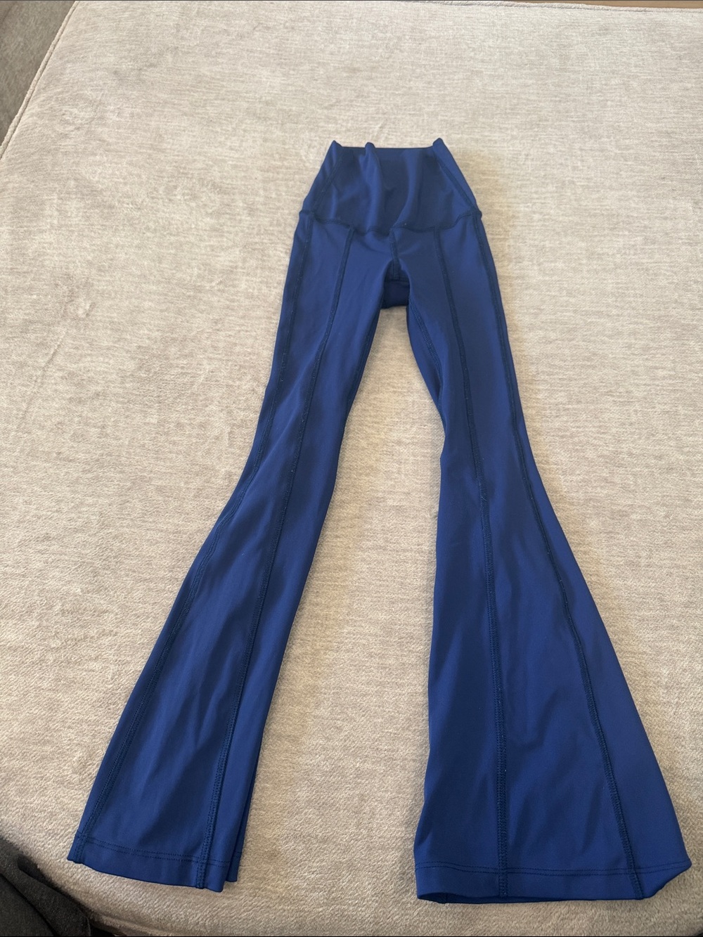 Navy Flare Leggings with High Waist